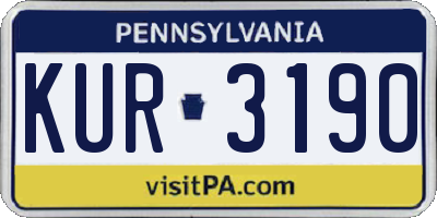 PA license plate KUR3190