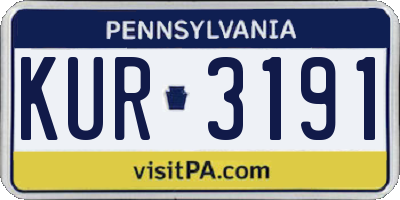 PA license plate KUR3191