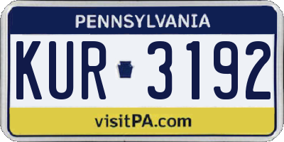 PA license plate KUR3192