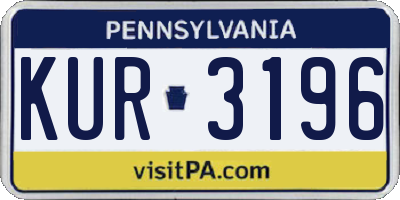 PA license plate KUR3196