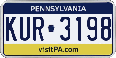 PA license plate KUR3198