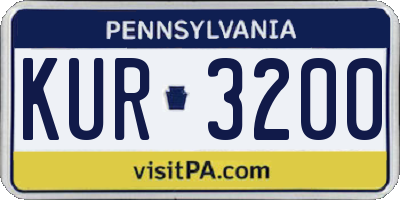PA license plate KUR3200