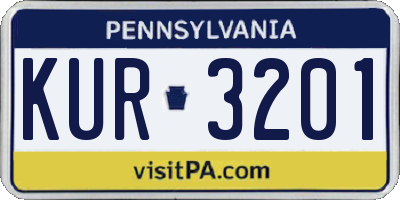 PA license plate KUR3201