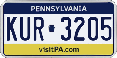 PA license plate KUR3205