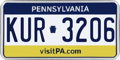 PA license plate KUR3206