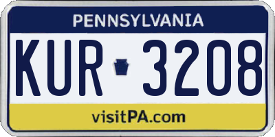 PA license plate KUR3208