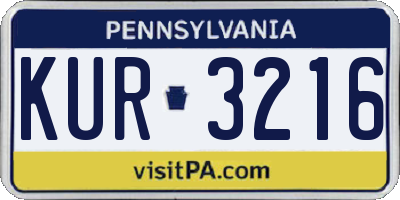 PA license plate KUR3216