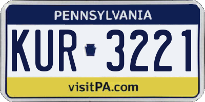 PA license plate KUR3221