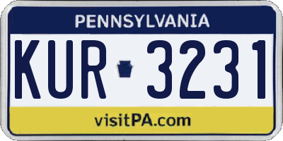 PA license plate KUR3231