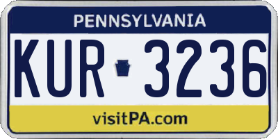 PA license plate KUR3236