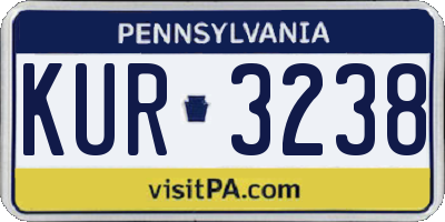 PA license plate KUR3238