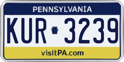 PA license plate KUR3239