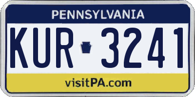PA license plate KUR3241