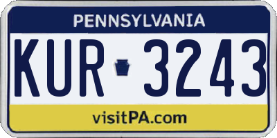 PA license plate KUR3243