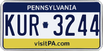 PA license plate KUR3244