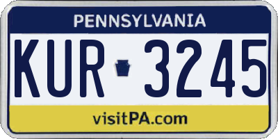 PA license plate KUR3245