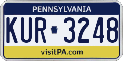 PA license plate KUR3248