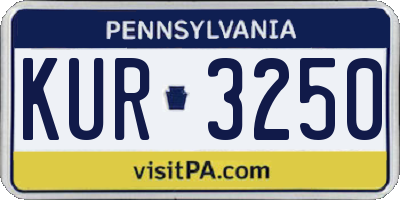 PA license plate KUR3250