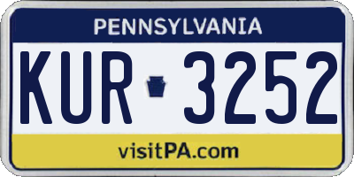 PA license plate KUR3252