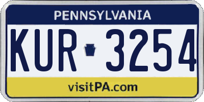 PA license plate KUR3254