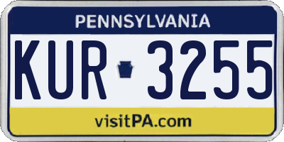 PA license plate KUR3255