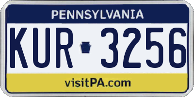 PA license plate KUR3256