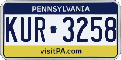 PA license plate KUR3258