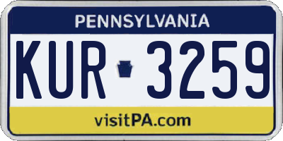 PA license plate KUR3259