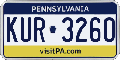 PA license plate KUR3260