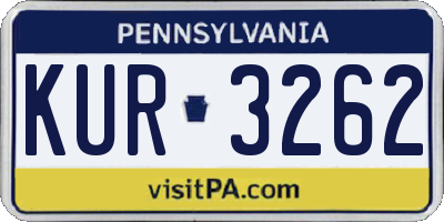 PA license plate KUR3262