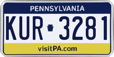 PA license plate KUR3281