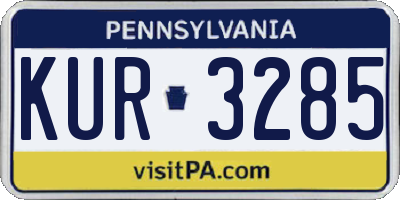 PA license plate KUR3285