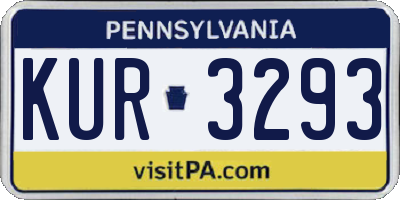 PA license plate KUR3293