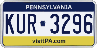 PA license plate KUR3296