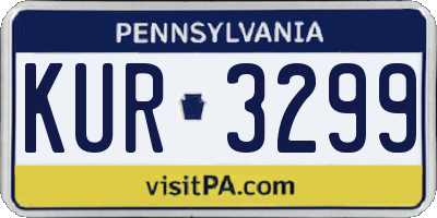 PA license plate KUR3299