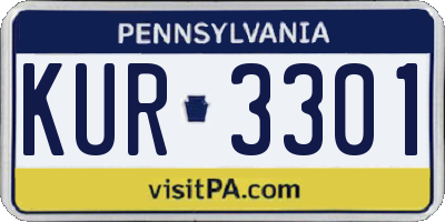 PA license plate KUR3301