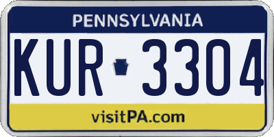 PA license plate KUR3304