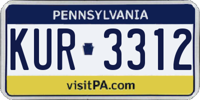 PA license plate KUR3312
