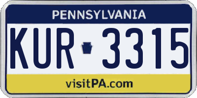 PA license plate KUR3315