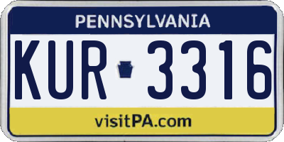 PA license plate KUR3316