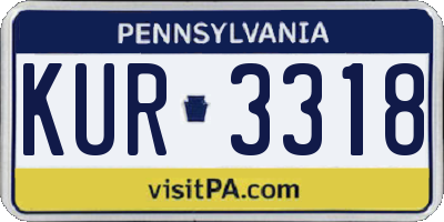 PA license plate KUR3318