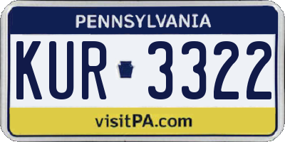 PA license plate KUR3322