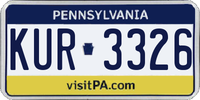 PA license plate KUR3326