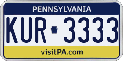 PA license plate KUR3333