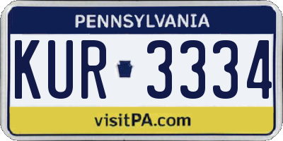 PA license plate KUR3334