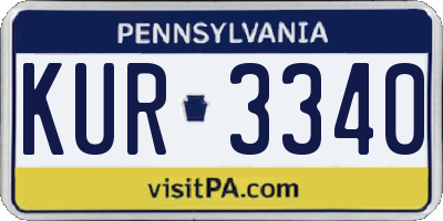 PA license plate KUR3340