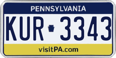 PA license plate KUR3343
