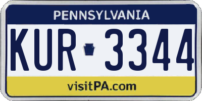 PA license plate KUR3344