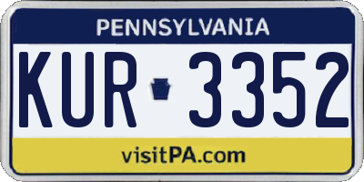 PA license plate KUR3352