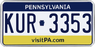 PA license plate KUR3353